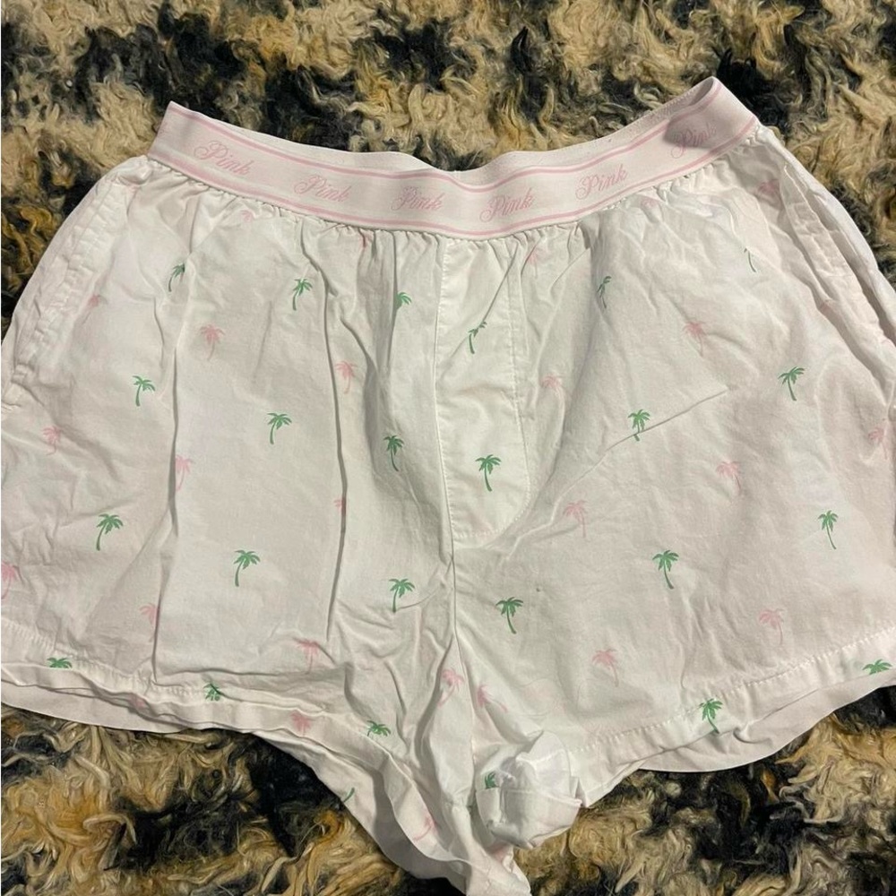 White Palm Tree Print Shorts